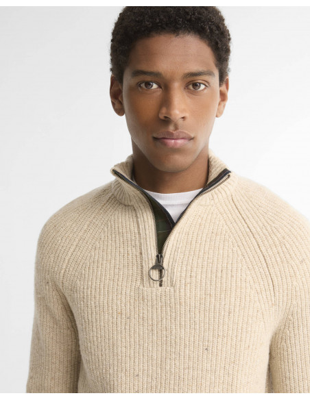 Barbour Essentials Fleck Wool HZ Jumper Beige