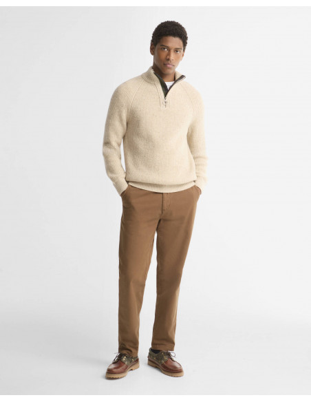 Barbour Essentials Fleck Wool HZ Jumper Beige