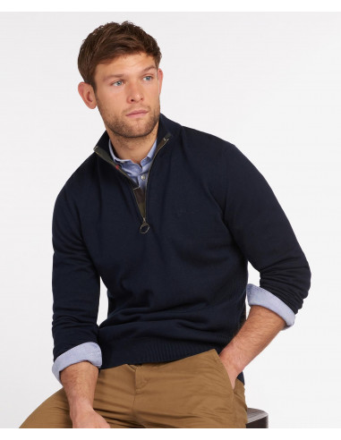 Barbour Cotton Half Zip Sweater Navy - Holmgrens Jakt & Fritid