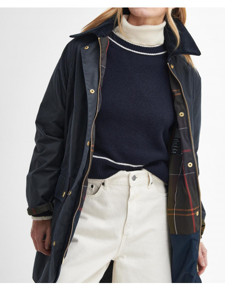 Barbour Long Beadnell Wax Jacket Navy