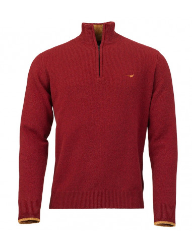 Brompton Zip Neck Lambswool Sweater – Wine | Holmgrens Jakt och Fritid