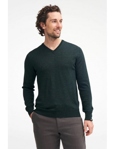 Ivanhoe Merino V-neck Rifle Green